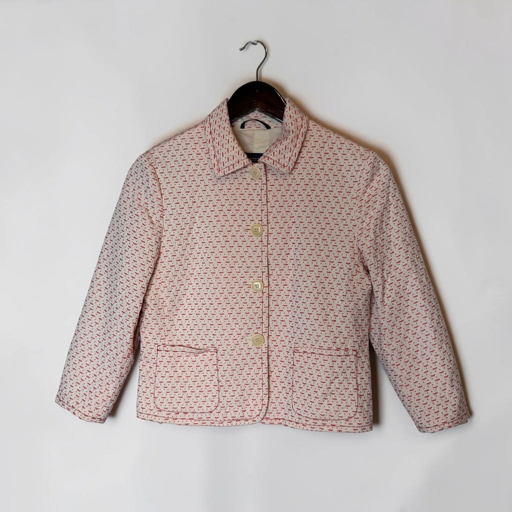 Weekend Max Mara Italy Stitch Button Down Jacket 3/4 Sleeve Coral Pink size 4